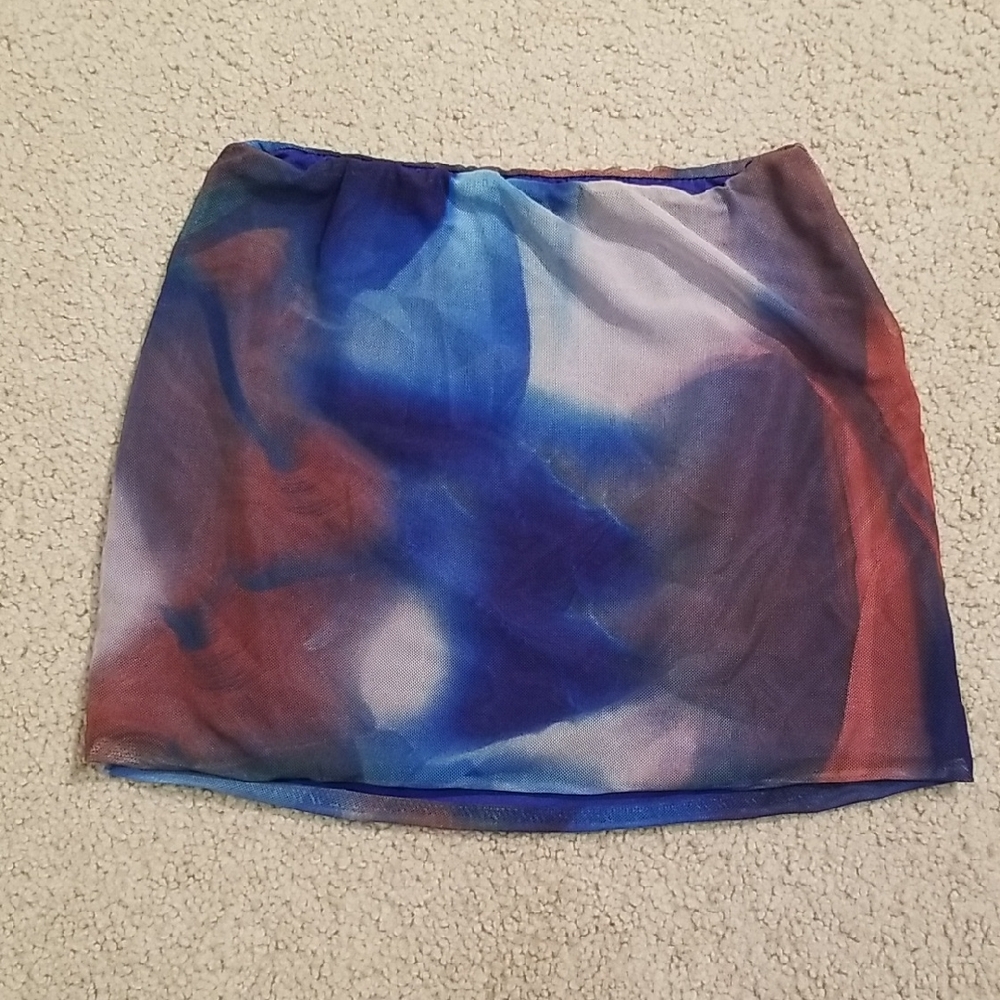 Princess Polly Blue and Red Mini Skirt